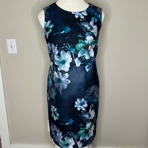 Calvin Klein Blue Floral Sheath Dress 2X